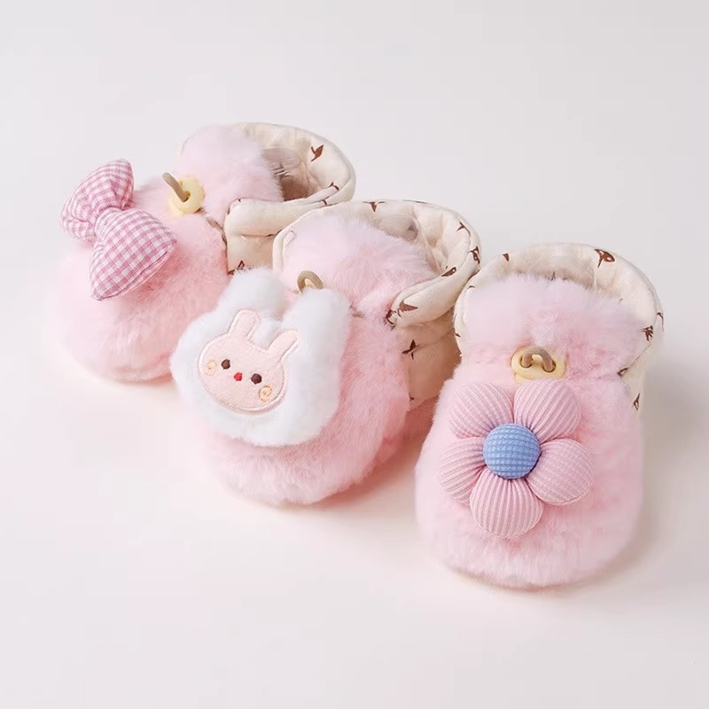 Детски зимни обувки за момичета, закопчаване с катарама, подметка от велур, горна част от памук, плюшена подплата, антиплъзване и топлина