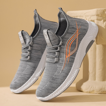 Ανδρικά αναπνεύσιμα ελαφρά παπούτσια σπορ-casual με ριγέ σχέδιο και διχτυωτή επένδυση