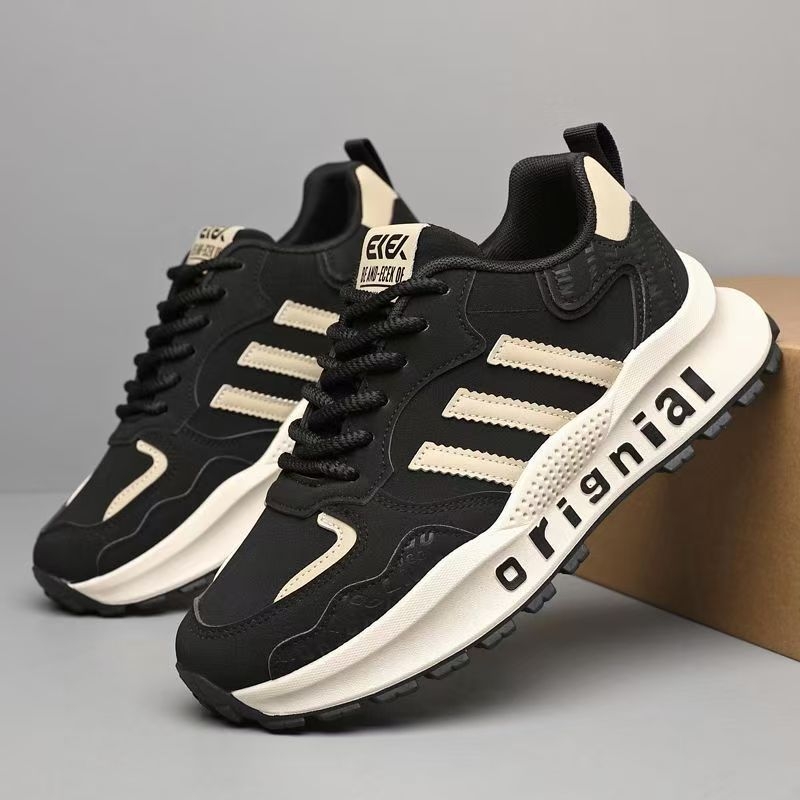 Pantofi bărbătești dad shoes cu platformă de creștere a înălțimii, pantofi sport cu șireturi, partea superioară din piele sintetică, talpă interioară EVA, talpă din plastic turnat prin injecție
