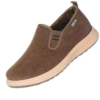 Férfi otthoni papucs: fleece-belés, vastagított, meleg, csúszásmentes, slip-on, alacsony profil (felső: vászon, talp: műanyag)