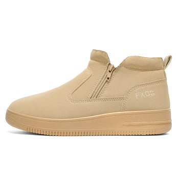 Férfi téli magas slip-on csizma, prémes belsővel, vízálló, csúszásmentes, vastag PU felső rész, PVC talp