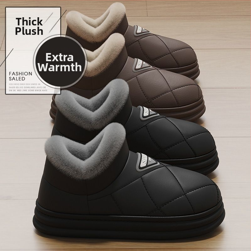 Pánske zimné topánky do snehu, s plüssovou podšívkou, PU vrchná časť, PVC podrážka, vstrekovaná podrážka