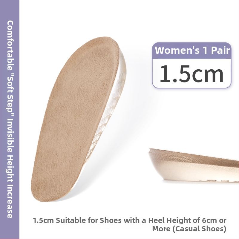 Nematomas silikonos aukštinimo įdėklas – pusės įdėklas, silikono veliūro medžiaga, universalus, tinkamas sportinei, odinei, batams ir kasdieninei avalynei