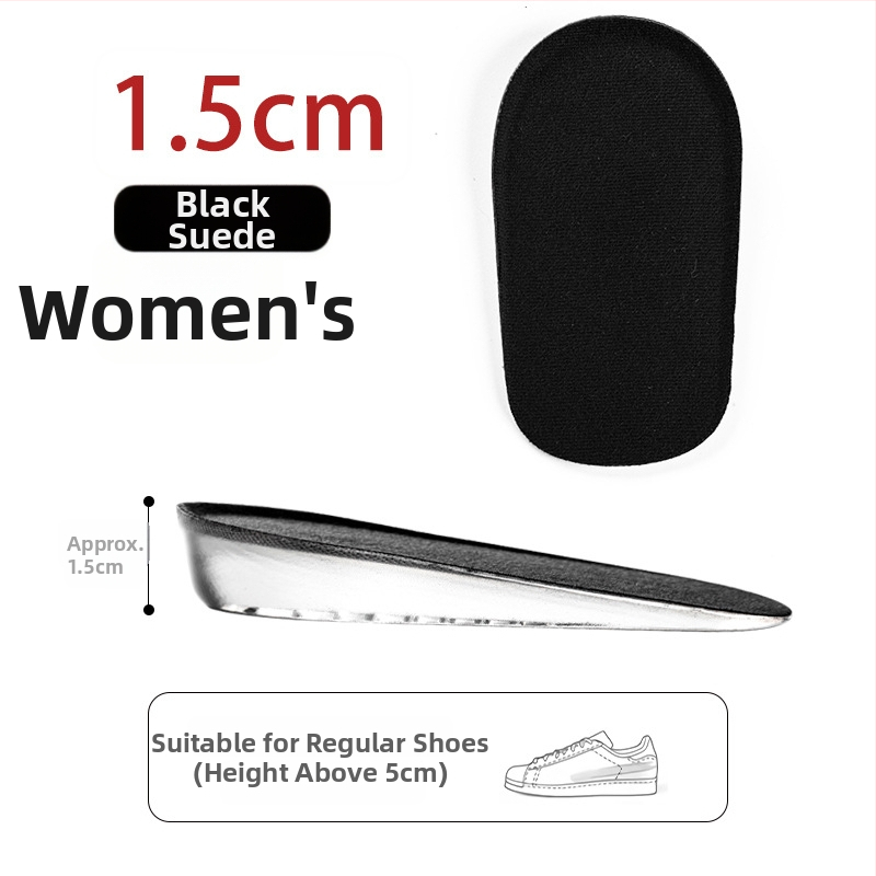 Nematomas silikonos aukštinimo įdėklas – pusės įdėklas, silikono veliūro medžiaga, universalus, tinkamas sportinei, odinei, batams ir kasdieninei avalynei