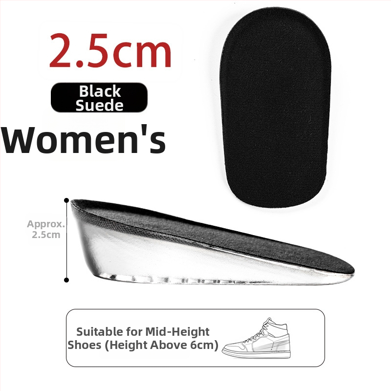 Nematomas silikonos aukštinimo įdėklas – pusės įdėklas, silikono veliūro medžiaga, universalus, tinkamas sportinei, odinei, batams ir kasdieninei avalynei