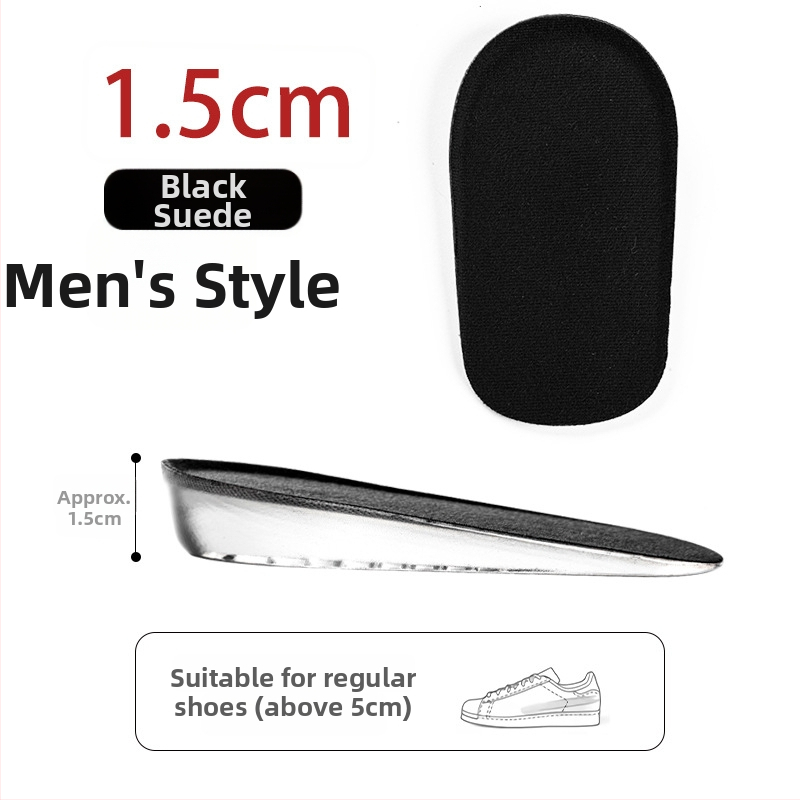 Nematomas silikonos aukštinimo įdėklas – pusės įdėklas, silikono veliūro medžiaga, universalus, tinkamas sportinei, odinei, batams ir kasdieninei avalynei