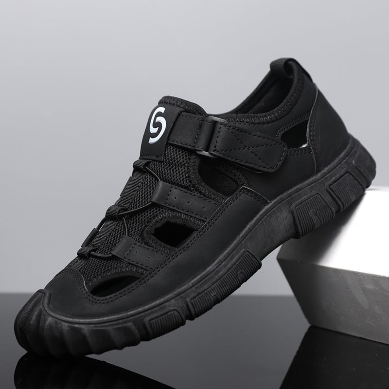 Férfi szandálok PU+ hálós felsőrésszel, légáteresztő belső hálózattal, gumírozott talppal, Velcro-zár (Nyár 2024)