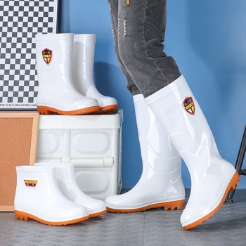 Felnőtt esőcsizmák - olaj- és sav-bázis-ellenállóak, csúszásmentesek, magas cső PVC-ből, gumitalppal, belső műszőrszövet