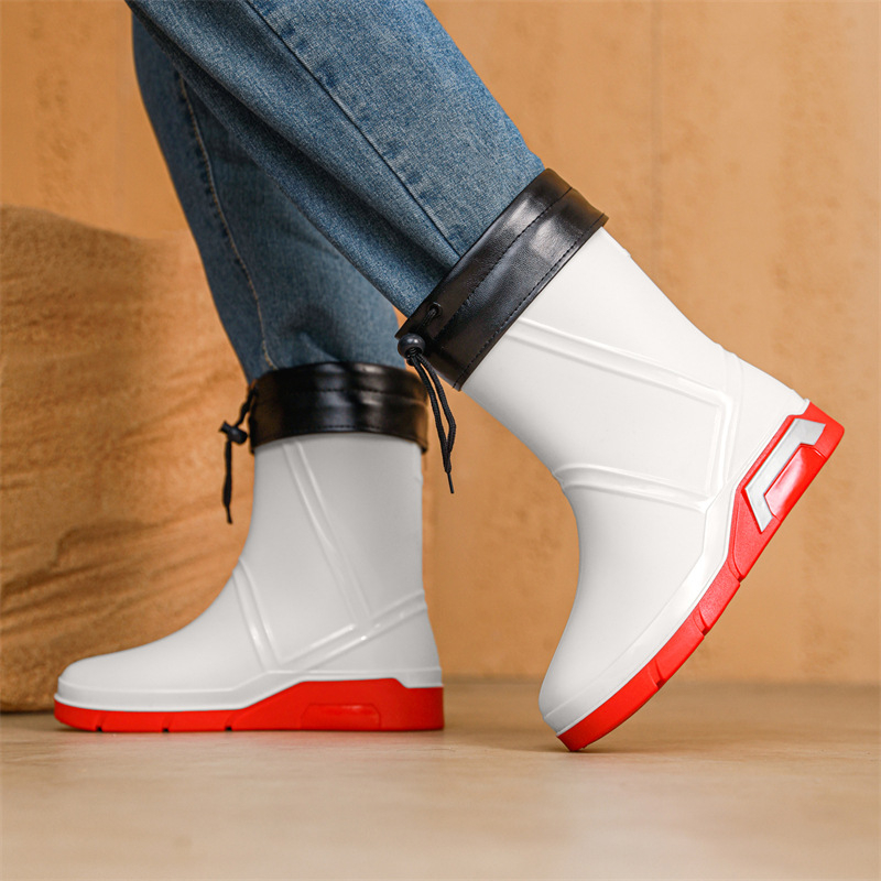 Férfi esőcsizmák PVC felsőrésszel, gumírozott talppal, mesterséges gyapjú bélés, középmagas szár, kerek orr