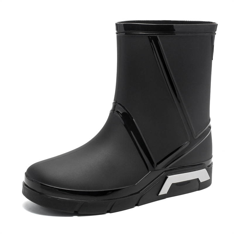 Férfi esőcsizmák PVC felsőrésszel, gumírozott talppal, mesterséges gyapjú bélés, középmagas szár, kerek orr