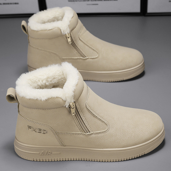 Ανδρικά χειμερινά μποτάκια χιονιού, υψηλά, με επένδυση φλίς, αδιάβροτα, αντιολισθητική σόλα, στυλ slip-on