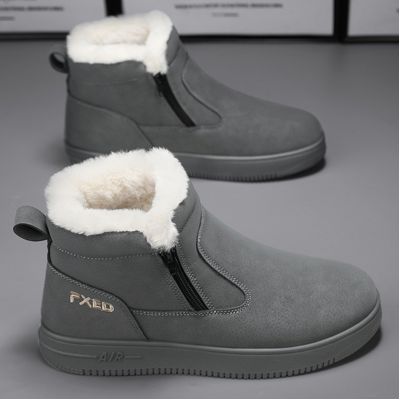 Ανδρικά χειμερινά μποτάκια χιονιού, υψηλά, με επένδυση φλίς, αδιάβροτα, αντιολισθητική σόλα, στυλ slip-on