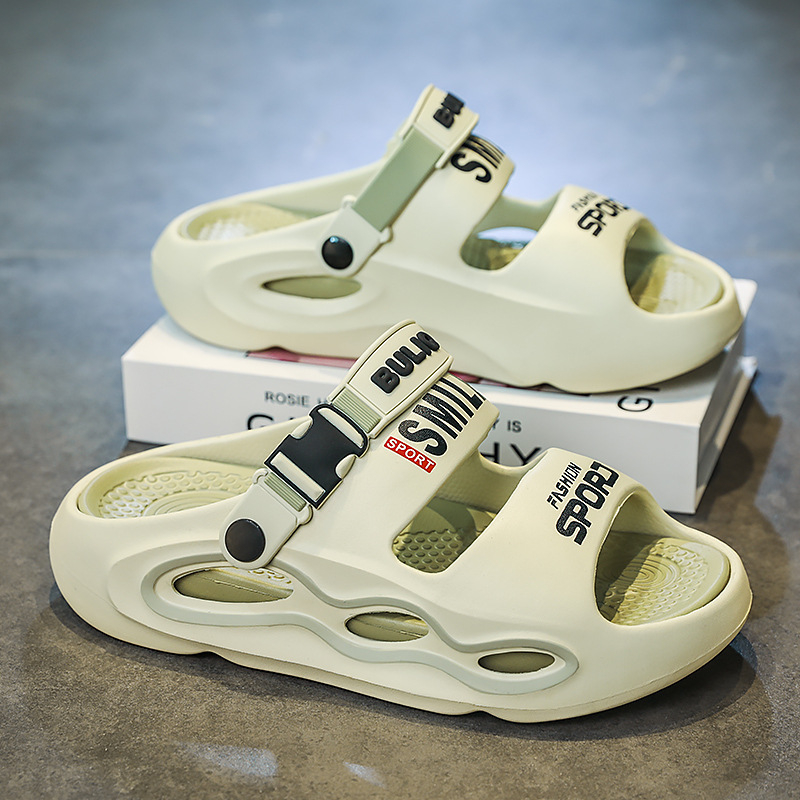 Férfi EVA szandálok – EVA felsőrész és talp, légáteresztő, vízálló, csúszásmentes, felhúzható zárás, vastag talp, sportos stílus