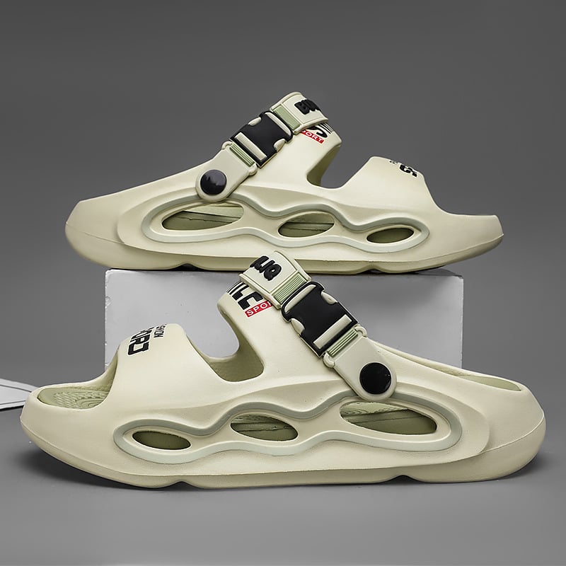 Férfi EVA szandálok – EVA felsőrész és talp, légáteresztő, vízálló, csúszásmentes, felhúzható zárás, vastag talp, sportos stílus