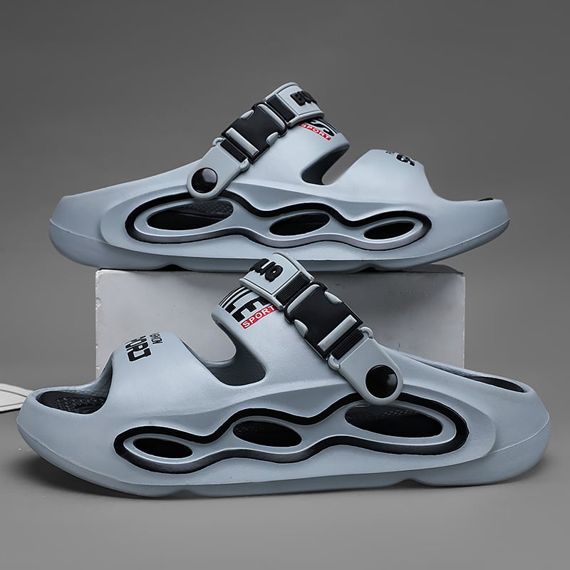 Férfi EVA szandálok – EVA felsőrész és talp, légáteresztő, vízálló, csúszásmentes, felhúzható zárás, vastag talp, sportos stílus