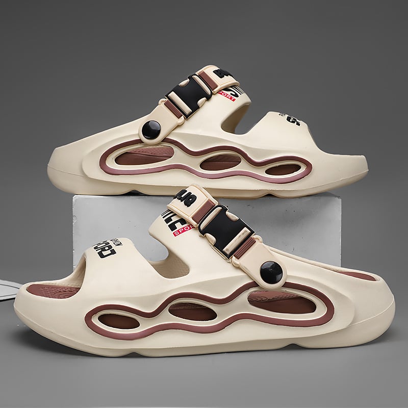 Férfi EVA szandálok – EVA felsőrész és talp, légáteresztő, vízálló, csúszásmentes, felhúzható zárás, vastag talp, sportos stílus