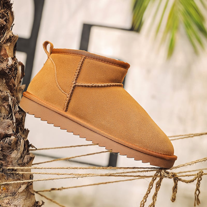 Vyriniai žieminiai batai, karvės odos viršutinė dalis, anti-slip gumos pada, dirbtinis pūkuotas pamušalas, žieminiai batai