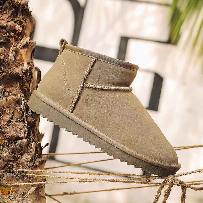 Vyriniai žieminiai batai, karvės odos viršutinė dalis, anti-slip gumos pada, dirbtinis pūkuotas pamušalas, žieminiai batai