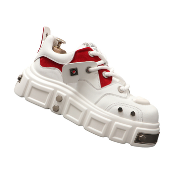 Ανδρικά αθλητικά παπούτσια με φαρδιά σόλα, συνθετικό δέρμα επάνω, διαπνέουσα επένδυση με δίχτυ, κορδόνια, χαμηλό ύψος, σόλα Injection-molded