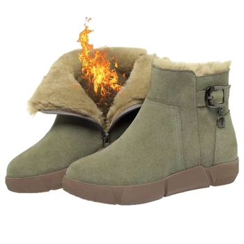 Cizme de zăpadă pentru femei, căptușeală groasă de fleece, exterior velur, talpă din cauciuc, fermoar lateral (Sezon de iarnă; velur; fleece; talpă cauciuc; fermoar lateral)