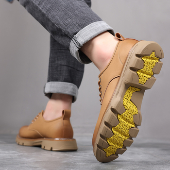 Унисекс кожени обувки в ретро стил; горна част от двуслойна телешка кожа; EVA стелка; дишащи; водоустойчиви; нисък ток 1–3 см