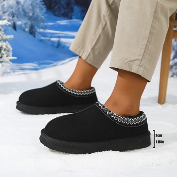 Ghete de iarnă pentru zăpadă, stil etnic, unisex, slip-on, PU upper cu talpă TPR