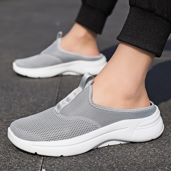 Sandale bărbătești din plasă - partea superioară respirabilă din plasă, talpă MD, încălțăminte casual slip-on cu vârf închis