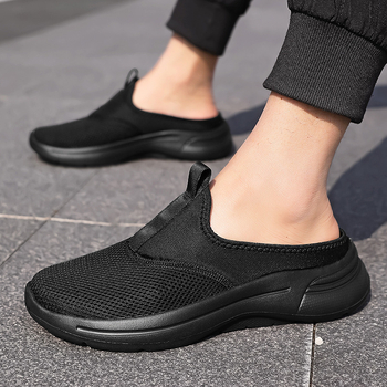 Sandale bărbătești din plasă - partea superioară respirabilă din plasă, talpă MD, încălțăminte casual slip-on cu vârf închis