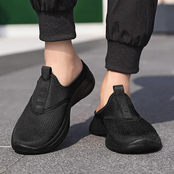Sandale bărbătești din plasă - partea superioară respirabilă din plasă, talpă MD, încălțăminte casual slip-on cu vârf închis
