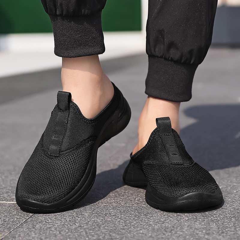 Sandale bărbătești din plasă - partea superioară respirabilă din plasă, talpă MD, încălțăminte casual slip-on cu vârf închis