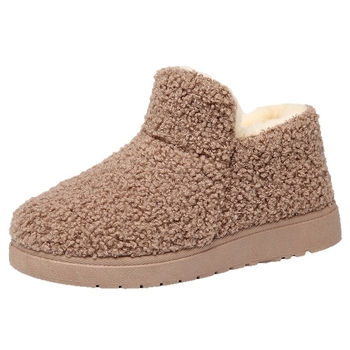 Papuci de bumbac pentru femei, căptușiți cu pluș, talpă PVC, slip-on pentru iarnă