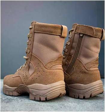 Унисекс кожени тактически ботуши за открито, вулканизирана подметка, EVA стелка, антихлъзгаща подметка, нисък ток