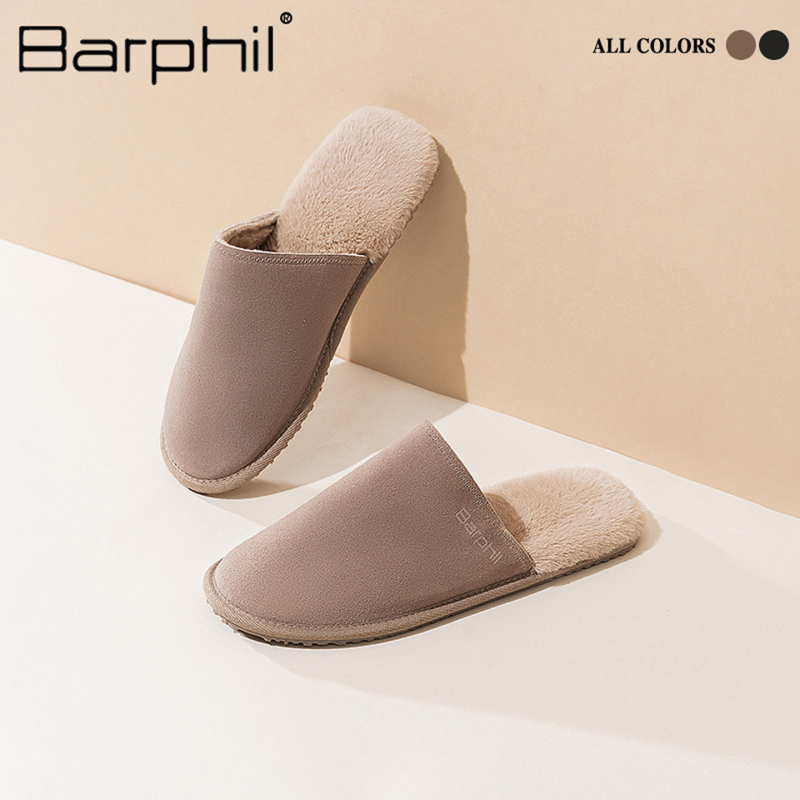 Barphil Muške papuče za dom, gornji dio od suedea, TPR potplat, anti-slip, s umjetnim krznom iznutra, Slip-On