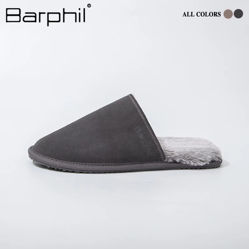 Barphil Muške papuče za dom, gornji dio od suedea, TPR potplat, anti-slip, s umjetnim krznom iznutra, Slip-On