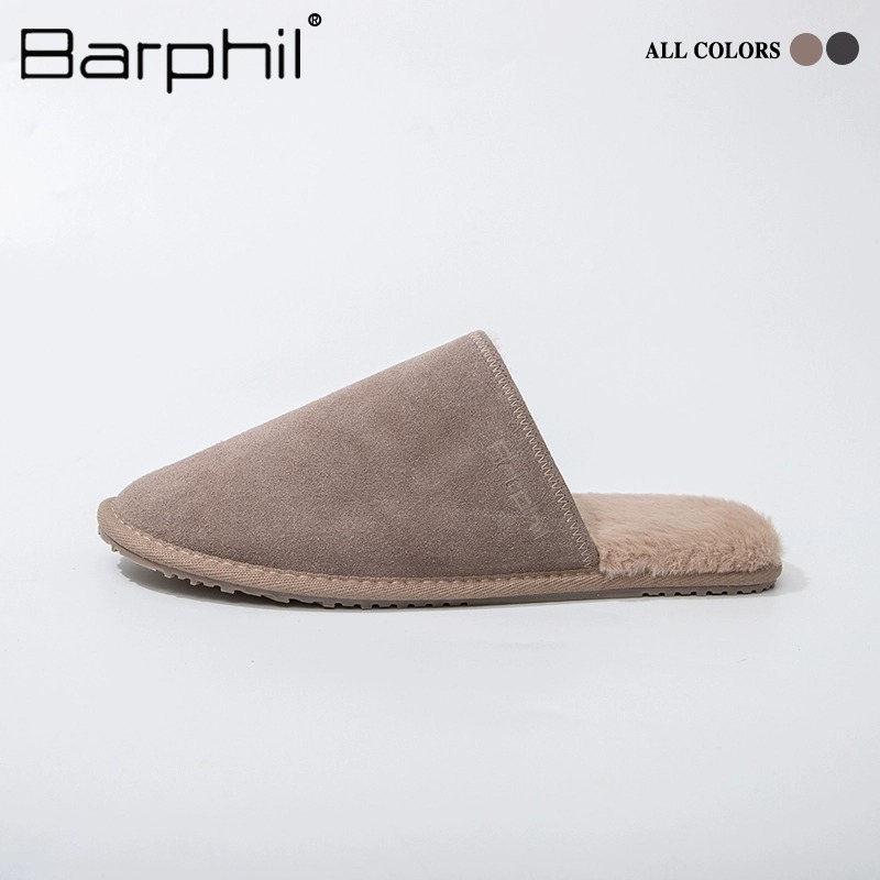 Barphil Muške papuče za dom, gornji dio od suedea, TPR potplat, anti-slip, s umjetnim krznom iznutra, Slip-On