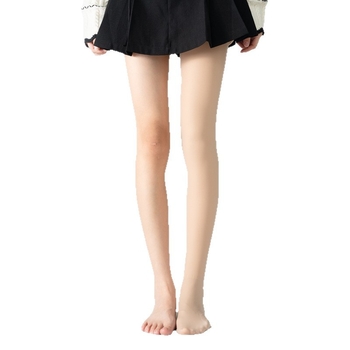 Pančuchy s vysokým pásom z nylonu, mokrý lesk povrchu, hrubšia fleecová podšívka, realistický efekt holých nôh