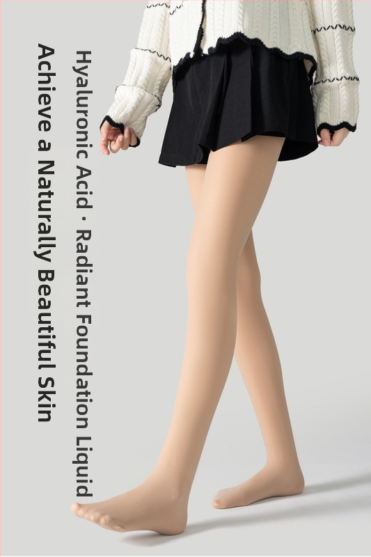 Pančuchy s vysokým pásom z nylonu, mokrý lesk povrchu, hrubšia fleecová podšívka, realistický efekt holých nôh