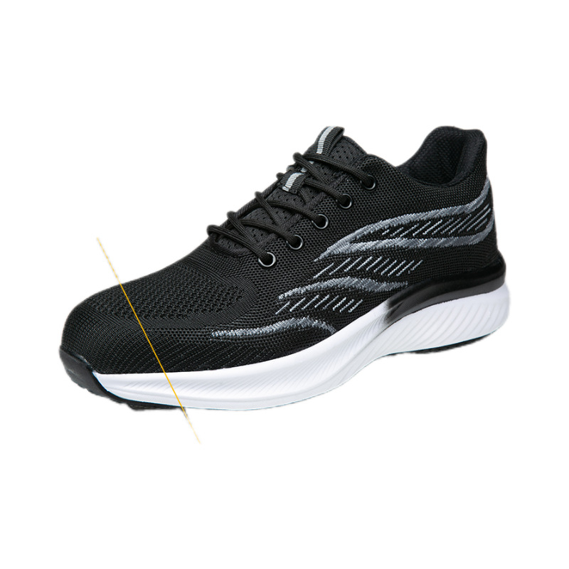 Vyrams ultra lengvi apsauginiai darbo batai su plastiko-plieno piršto apsauga, atsparūs smūgiams ir perforacijai, Fly-Knit viršus, minkšta padas