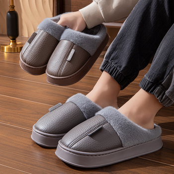 Páros pamut papucs téli beltéri használatra, csúszásmentes EVA talp, meleg, vastag talpú papucsok, slip-on