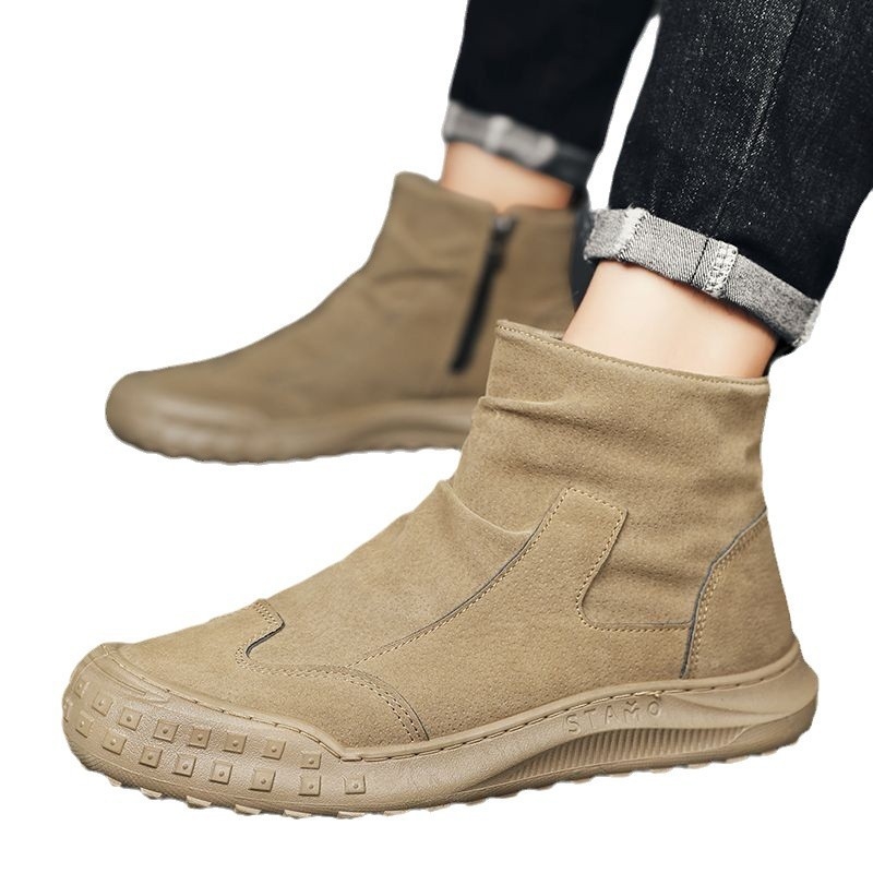 Μποτάκια Martin για άνδρες, αντιολισθητική σόλα από καουτσούκ, επάνω μέρος από τεχνητό PU, πλευρικός φερμουάρ, χαμηλός άξονας