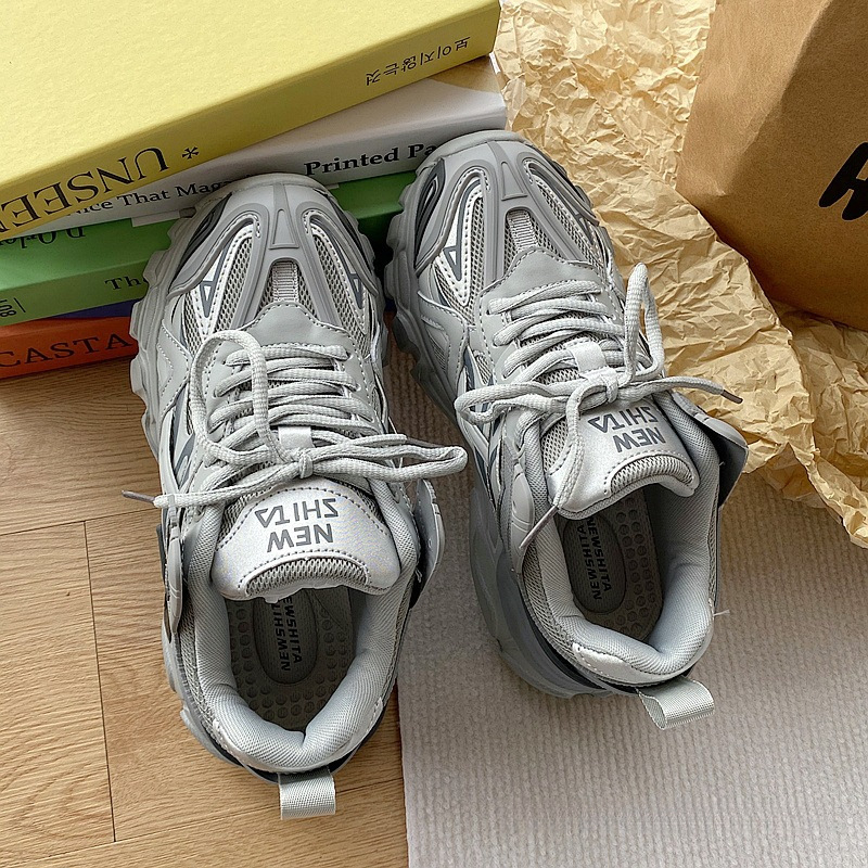 Loafers casual tip dad shoes cu partea superioară PU, vârf ascuțit, șireturi, căptușeală din plasă, deschidere înaltă (>11 cm)