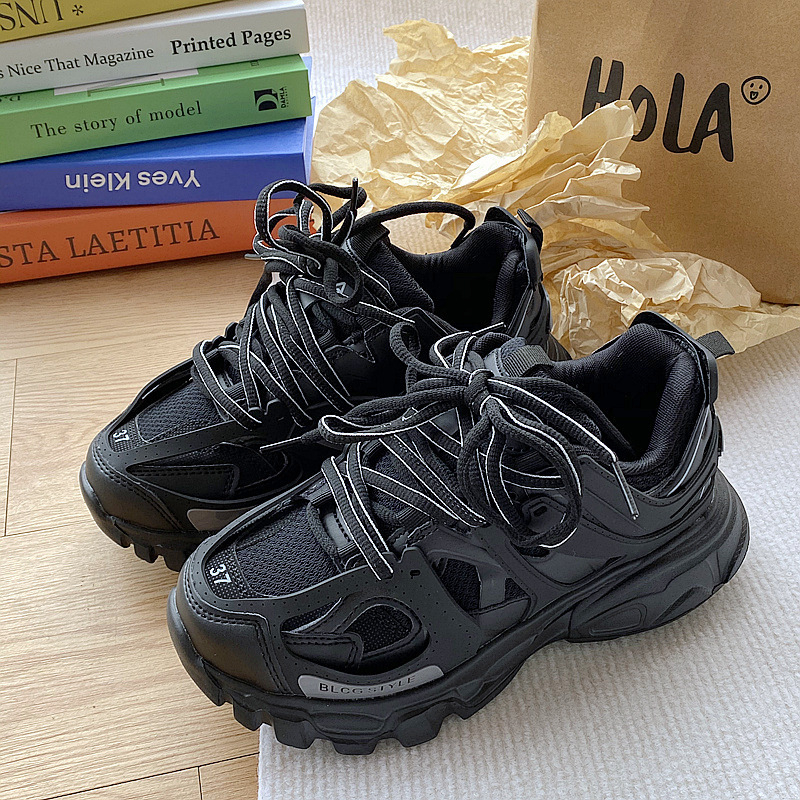 Loafers casual tip dad shoes cu partea superioară PU, vârf ascuțit, șireturi, căptușeală din plasă, deschidere înaltă (>11 cm)