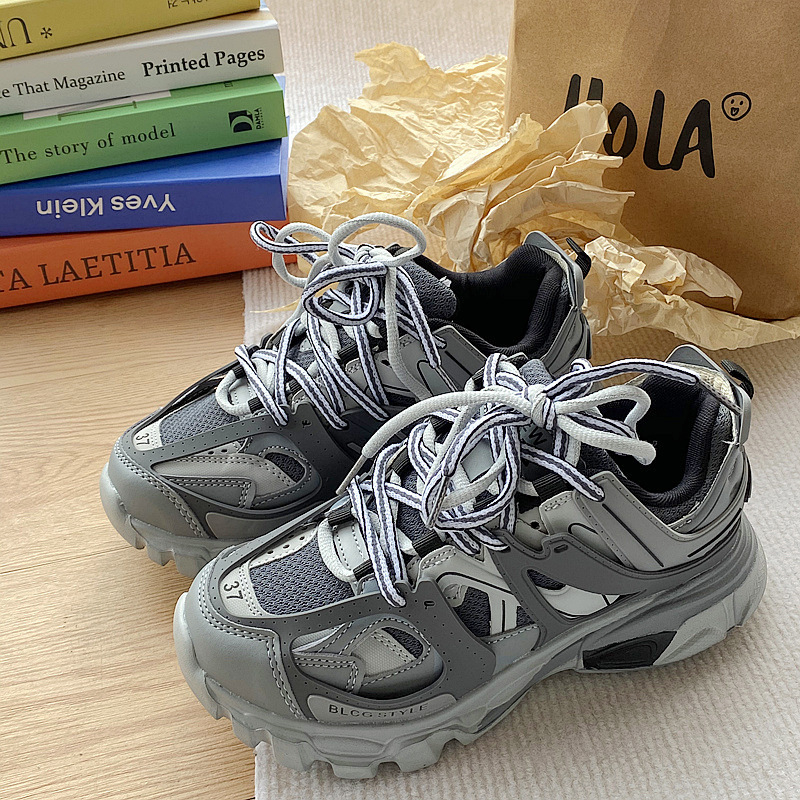 Loafers casual tip dad shoes cu partea superioară PU, vârf ascuțit, șireturi, căptușeală din plasă, deschidere înaltă (>11 cm)