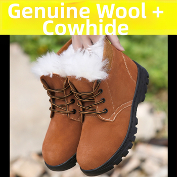 Vyriniai žieminiai sniego batai iš odos, vilnos įdaila, neslystanti gumos pada, klininis kulnas, apvali nosis