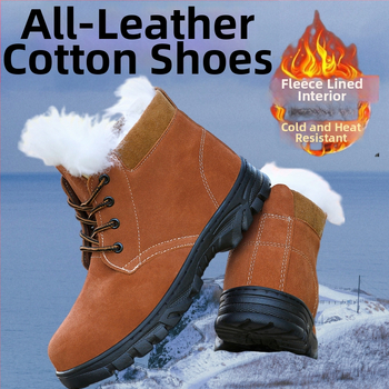 Vyriniai žieminiai sniego batai iš odos, vilnos įdaila, neslystanti gumos pada, klininis kulnas, apvali nosis