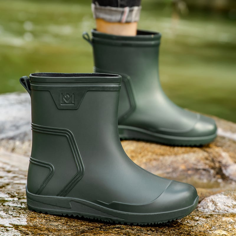 Férfi esőcsizmák, középmagas, PVC felsőrész, EVA talpbetét, hálós bélés