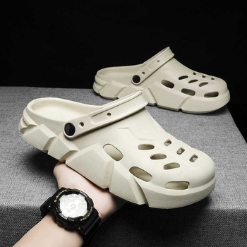 Férfiaknak lyukas cipő, tengerparti stílus, műanyag felsőrész és talp, injekciós talp technológia