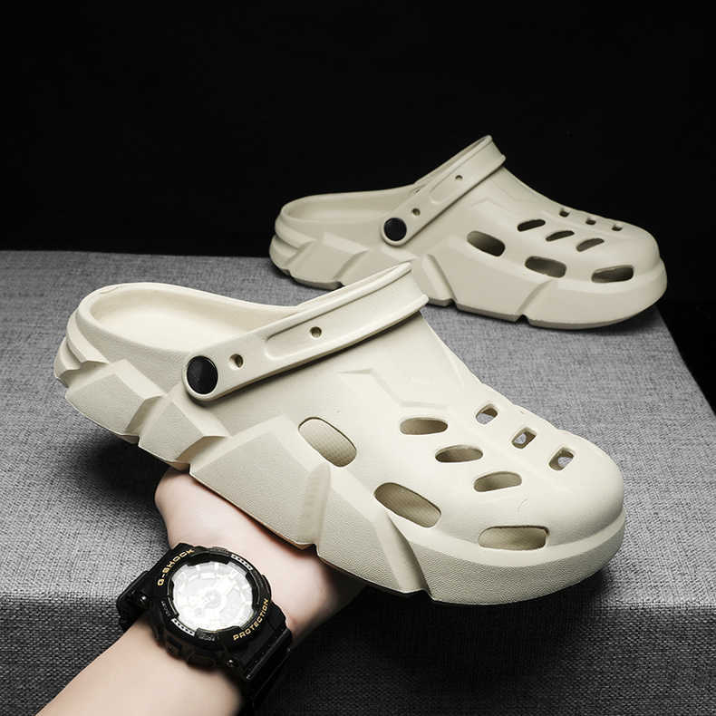 Férfiaknak lyukas cipő, tengerparti stílus, műanyag felsőrész és talp, injekciós talp technológia