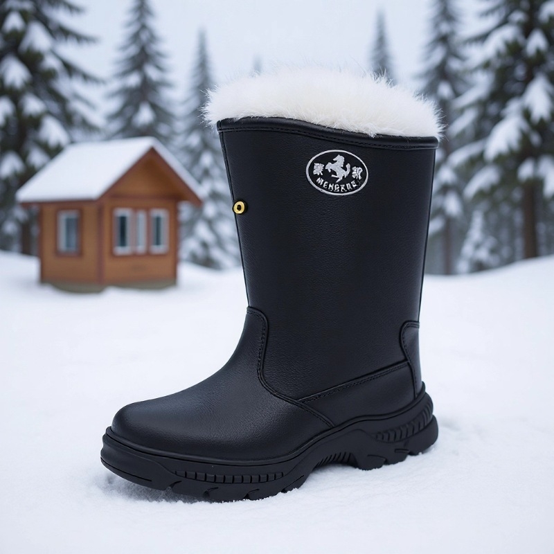 Cizme de zăpadă - înalte, căptușite cu lână, talpă groasă, impermeabile, unisex