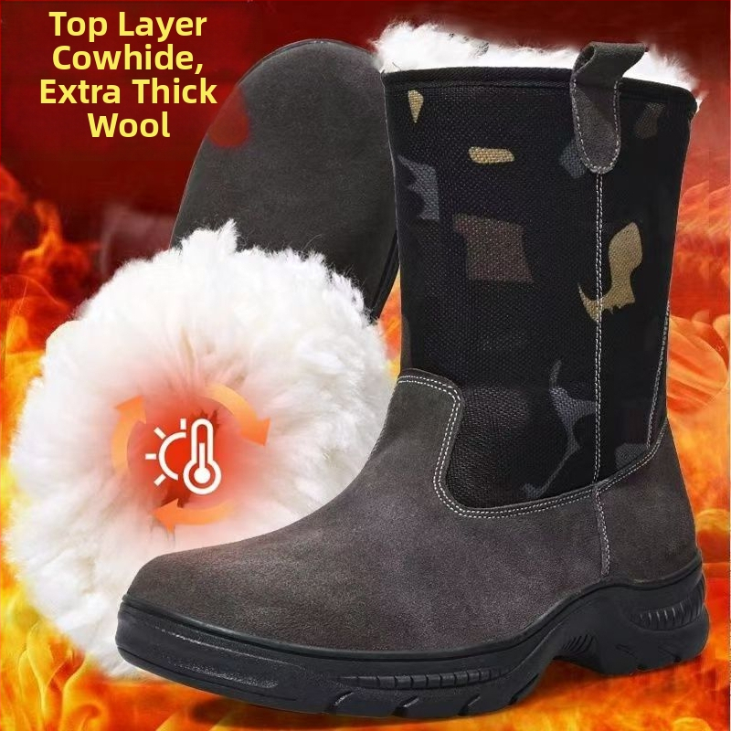 Cizme de zăpadă - înalte, căptușite cu lână, talpă groasă, impermeabile, unisex
